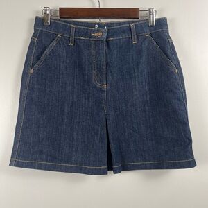 Boden dark wash mini denim front slit seam skirt size 8